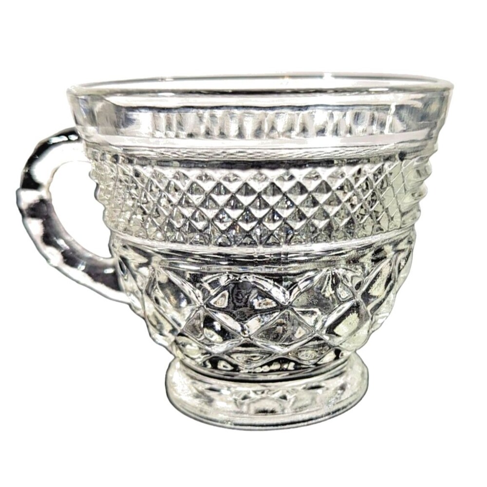 Wexford by Anchor Hocking Pressed Glass Teacup Coffee Cup Vintage 1960's 3-in